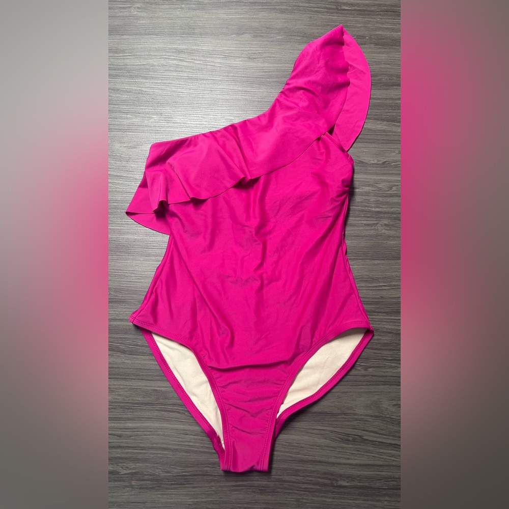 Kona Sol Women's Ruffle One Shoulder Full Coverage One Piece Swimsuit Medium NWT